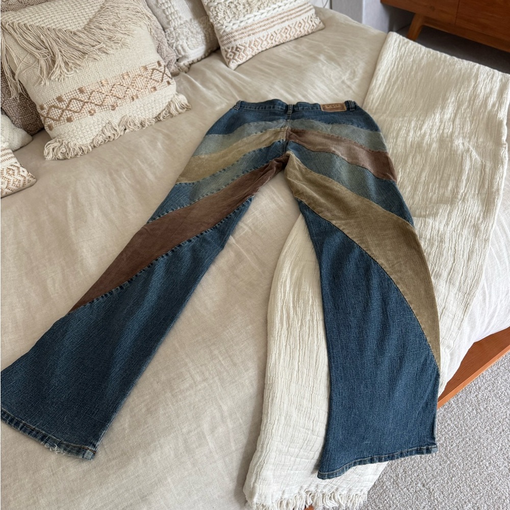 Vintage Patchwork Denim corduroy Jeans - Picture 6 of 9